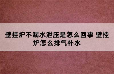 壁挂炉不漏水泄压是怎么回事 壁挂炉怎么排气补水